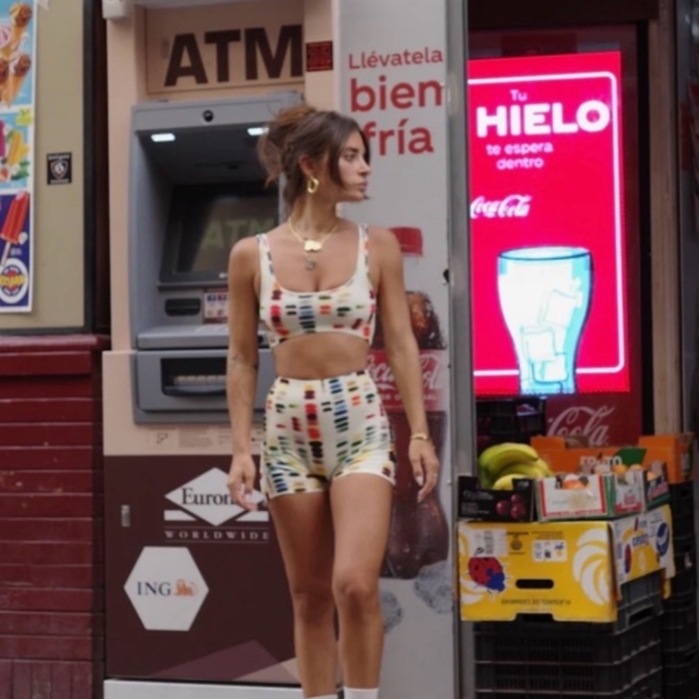 NWOT Heavy Manners Multicolor Printed Crop Top and High-Waist Shorts Set